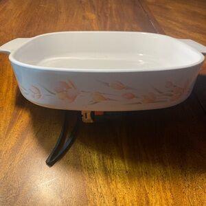 Corningware 2.5 Quart Peach Floral Casserole Dish